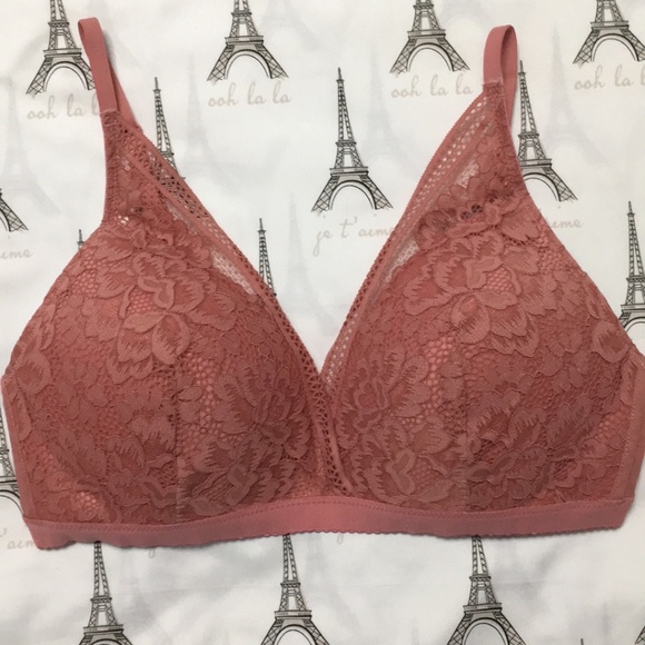 Knix Deep-V Lace Bralette Sz L in Pink Sorbet - Picture 4 of 9